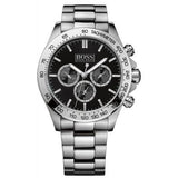 Hugo Boss Ikon Chronograph Black Dial Silver Steel Strap Watch for Men - 1512965