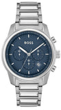 Hugo Boss Trace Chronograph Blue Dial Silver Steel Strap Watch For Men - 1514007