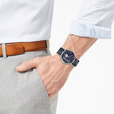 Versace V-Circle The Clans Edition Blue Dial Blue & Green Leather Strap Watch for Women  - VEBQ00118