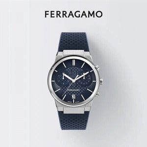 Salvatore Ferragamo Sapphire Chrono Blue Dial Blue Rubber Strap Watch for Men - SFME00923