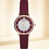 Emporio Armani Gianni T Bar Crystals Purple Dial Purple Leather Strap Watch for Women - AR11487