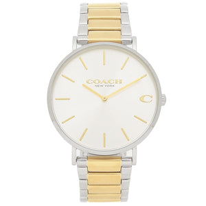 Coach Business Analog Silver Dial Two Tone Steel Strap Watch for Men - 14602432