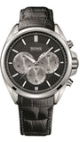 Hugo Boss Driver Chronograph Black Dial Black Leather Strap Watch for Men - 1512879