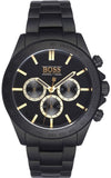Hugo Boss Ikon Chronograph Black Dial Black Steel Strap Watch for Men - 1513278