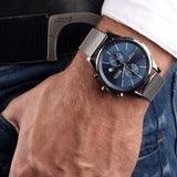 Hugo Boss Jet Chrongraph Blue Dial Gunmetal Grey Mesh Bracelet Watch for Men - 1513677