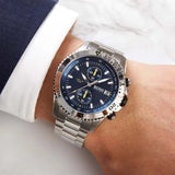Hugo Boss Vela Diver Chronograph Blue Dial Silver Steel Strap Watch for Men - 1513775