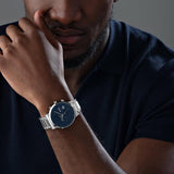 Hugo Boss Integrity Chronograph Blue Dial Silver Steel Strap Watch for Men - 1513779
