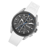 Hugo Boss Volane Chronograph Grey Dial White SIlicone Strap Watch for Men - 1513948