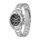 Hugo Boss Ikon Chronograph Black Dial Silver Steel Strap Watch for Men - 1512965