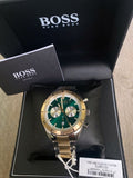 Hugo Boss Santiago Chronograph Green Dial Two Tone Steel Strap Watch for Men - 1513872