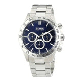 Hugo Boss Ikon Chronograph Blue Dial Silver Steel Strap Watch for Men - 1512963