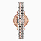 Emporio Armani Meccannico Gianni T-Bar Analog White Dial Two Tone Steel Strap Watch For Women - AR60019