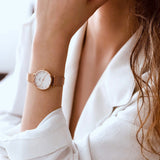 Daniel Wellington Classic Petite White Dial Rose Gold Mesh Bracelet Watch For Women - DW00100219