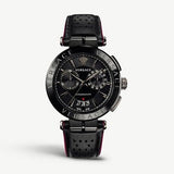 Versace V-Racer Aion Chronograph Black Dial Black Leather Strap Watch for Men - VBR030017