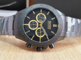Hugo Boss Ikon Chronograph Black Dial Black Steel Strap Watch for Men - 1513278