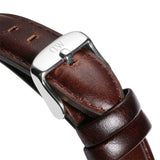 Daniel Wellington Dapper Bristol White Dial Brown Leather Strap Watch For Women - DW00100090