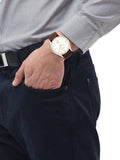 Hugo Boss Classic White Dial Brown Leather Strap Watch for Men - 1513486