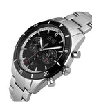 Hugo Boss Santiago Chronograph Black Dial Silver Steel Strap Watch for Men - 1513862