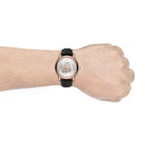 Emporio Armani Luigi Automatic Silver Dial Black Leather Strap Watch For Men - AR60013