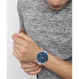 Hugo Boss Grandmaster Chronograph Blue Dial Silver Steel Strap Watch for Men - 1513884