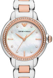 Emporio Armani Three Hand Mother of Pearl Dial Two Tone Steel Strap Watch For Women - AR11569