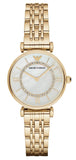 Emporio Armani Gianni T Bar Mother of Pearl White Dial Gold Steel Strap Watch For Women - AR190700