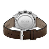 Hugo Boss Champion Chronograph Grey Dial Brown Leather Strap Watch for Men - 1513815