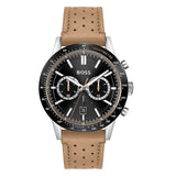 Hugo Boss Allure Chronograph Black Dial Brown Leather Strap Watch for Men - 1513964