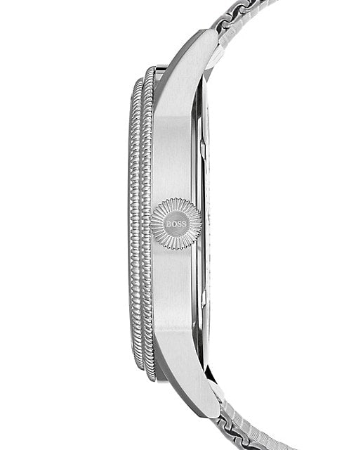Hugo Boss Legacy Grey Dial Silver Mesh Bracelet Watch for Men - 1513673