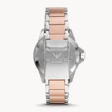 Emporio Armani Diver Quartz Brown Dial Two Tone Steel Strap Watch For Men - AR11340