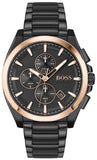 Hugo Boss Grandmaster Chronograph Black Dial Black Steel Strap Watch for Men  - 1513885