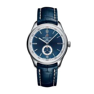 Breitling Premier Automatic 40mm Blue Dial Blue Leather Strap Mens Watch - A37340351C1P2