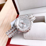 Bulova Octova Crystal Silver Dial Two Tone Steel Strap Watch for Men - 98C133