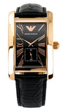 Emporio Armani Classic Black Dial Black Leather Strap Watch For Men - AR0168