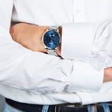Hugo Boss Oxygen Chronograph Blue Dial Silver Steel Strap Watch for Men - 1513597