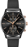Hugo Boss Associate Chronograph Black Dial Black Mesh Bracelet Watch for Men - 1513811