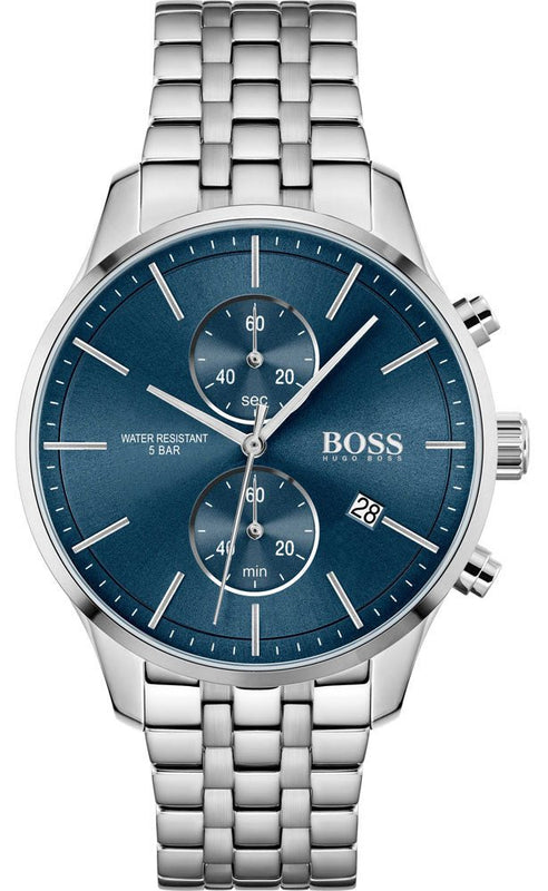 Hugo Boss Associate Chronograph Blue Dial Silver Steel Strap Watch for Men - 1513839