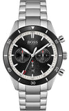 Hugo Boss Santiago Chronograph Black Dial Silver Steel Strap Watch for Men - 1513862