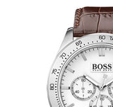 Hugo Boss Ikon Chronograph White Dial Brown Leather Strap Watch for Men - 1513175