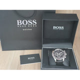 Hugo Boss Ikon Black Dial Black Leather Strap Watch for Men - 1513178