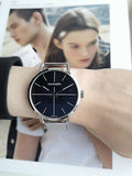 Calvin Klein Even Black Dial Silver Mesh Bracelet Watch for Women - K7B23121