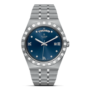 Tudor Royal Automatic Diamonds Blue Dial Silver Steel Strap Watch for Men - M28600-0006
