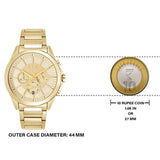 Armani Exchange Drexler Chronograph Gold Dial Gold Steel Strap Watch For Men - AX2602