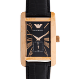 Emporio Armani Classic Black Dial Black Leather Strap Watch For Men - AR0168