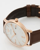 Emporio Armani Minimalist Quartz White Dial Brown Leather Strap Watch For Men - AR11572