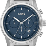 Hugo Boss Trace Chronograph Blue Dial Silver Steel Strap Watch For Men - 1514007