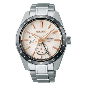 Seiko Presage Sharp Edged Series Automatic GMT Champagne Dial Silver Steel Strap Watch For Men - SPB273J1