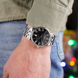 Tissot Carson Premium Black Dial Silver Steel Strap Watch For Men - T122.410.11.053.00