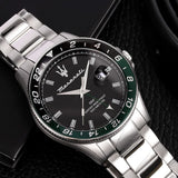 Maserati SFIDA Chronograph Black Dial Silver Steel Strap Watch For Men - R8853140005