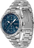 Hugo Boss Talent Chronograph Blue Dial Silver Steel Strap Watch for Men - 1513582